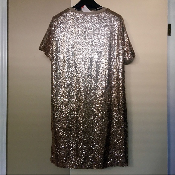 NWT Joe Fresh Holiday Capsule size L women’s champagne sequinned sack dress - Picture 3 of 5